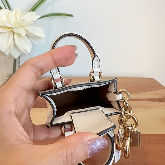 NWT Coach North/South Mini Tote Bag Charm In Signature‎ Canvas - Picture 6 of 6